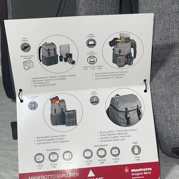 Manfrotto Windsor Explorer Gray Camera and Laptop Backpack is new with tags. - Picture 3 of 9